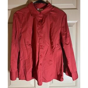 Talbots Women's Button Down Red Blouse Size 16